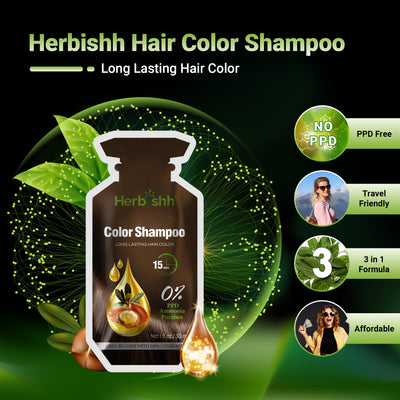 PPD Free Hair Color Shampoo 10 Sachet - Herbishh