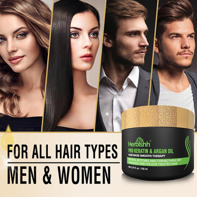Pack of 2pcs Dark brown Hair Color Shampoo & 1pc Argan Hair Mask-Herbishh