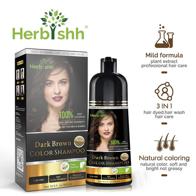 Dark Brown Hair Color Shampoo - Herbishh