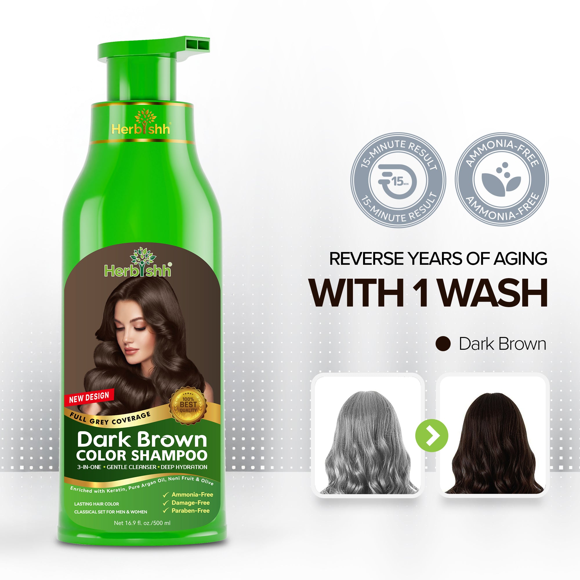 Cover Greys in 10 Mins – Dark Brown Color Shampoo| Herbishh