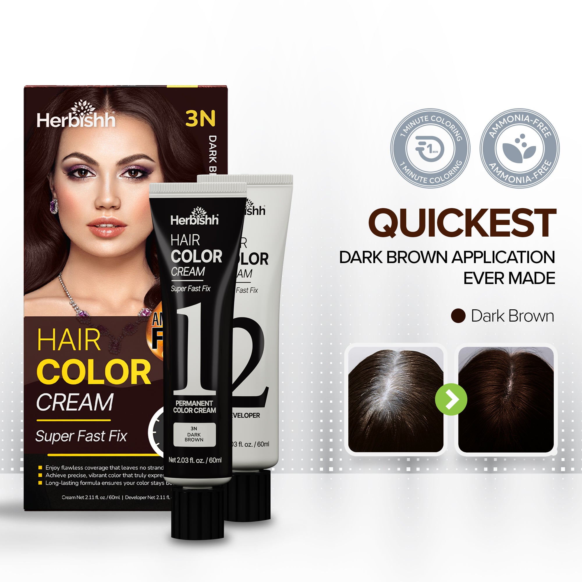 Dark Brown Hair color cream Herbishh| 1 Min color – herbishh.com