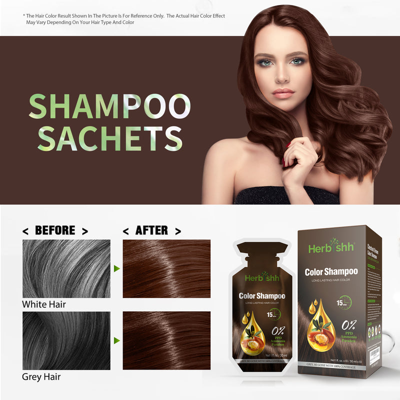 Mild Formula-Based Black Hair Color Shampoo Sachets - Herbishh