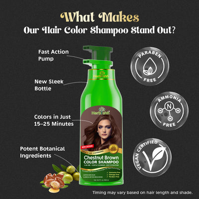 Chestnut Brown Hair Color Shampoo 500ml- Herbishh