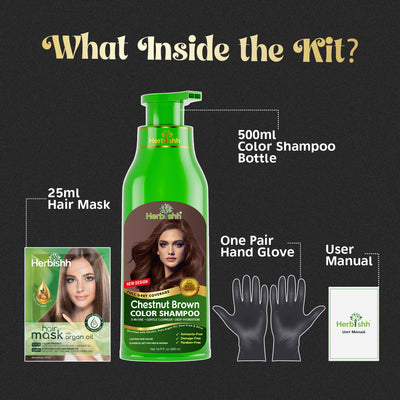 Chestnut Brown Hair Color Shampoo 500ml- Herbishh