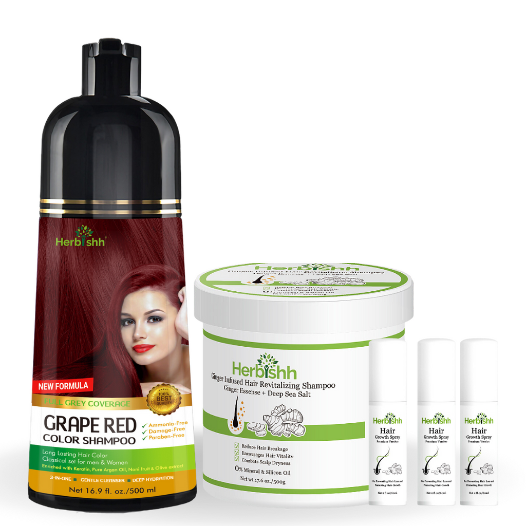 Kombination: Ingwer-Shampoo, Farbshampoo und Ingwer-Spray-Set – Herbishh