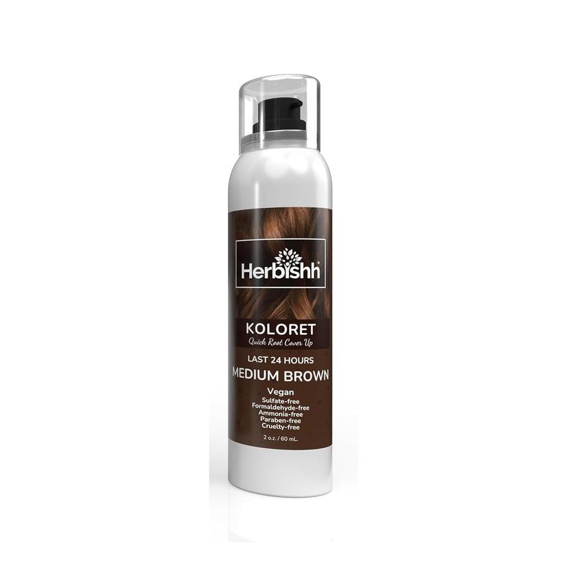 Koloret Quick Root Touch Up Hair Color Spray Medium Brown- Herbishh