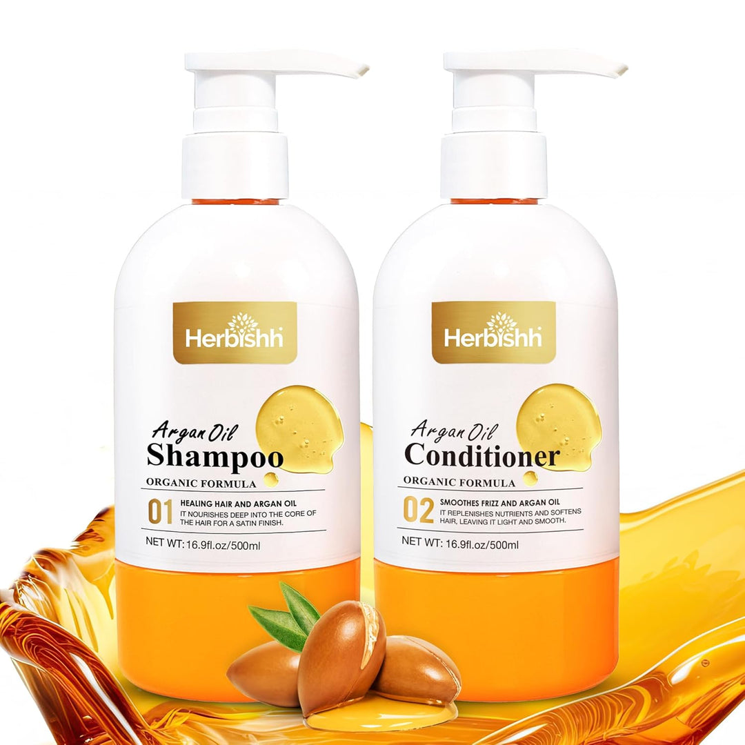 Argan Oil Shampoo & Conditioner Set for Frizz-Free, Silky Hair