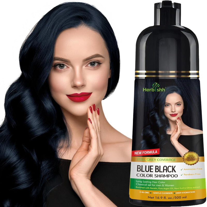 Blue black Hair Color Shampoo - Herbishh