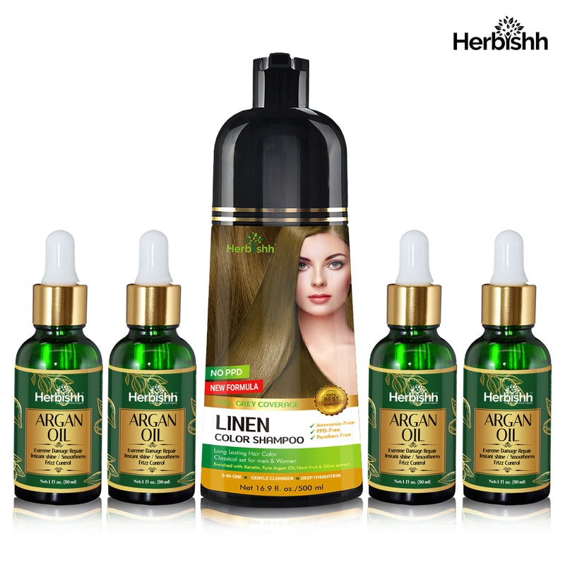 Hair care set- 1pc color shampoo + 4pcs Argan hair Oil Serum