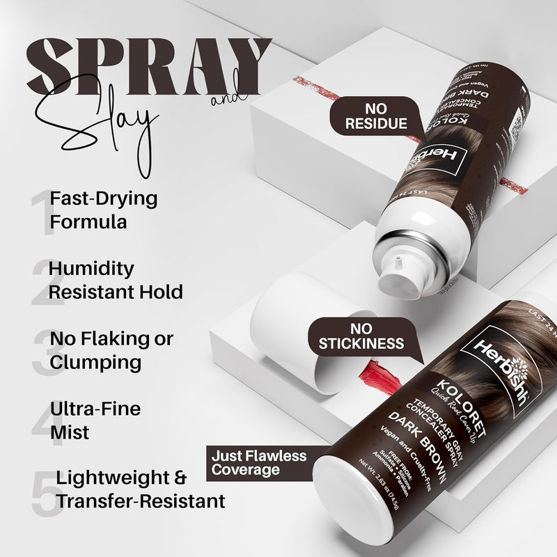 Koloret Quick Root Touch Up Hair Color Spray Dark Brown- Herbishh
