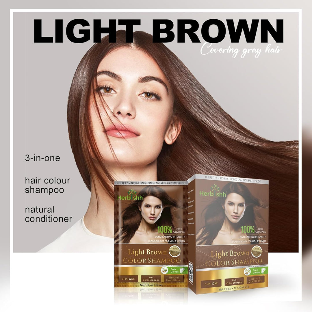Herbishh Light Brown Color Shampoo Sachet | Clean and compact