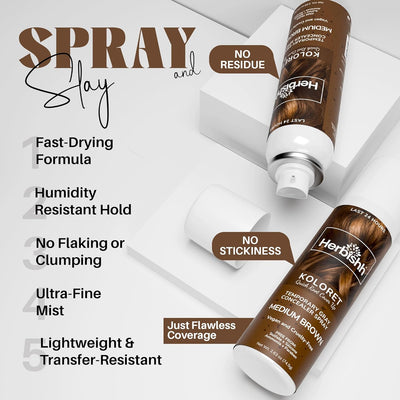 Koloret Quick Root Touch Up Hair Color Spray Medium Brown- Herbishh