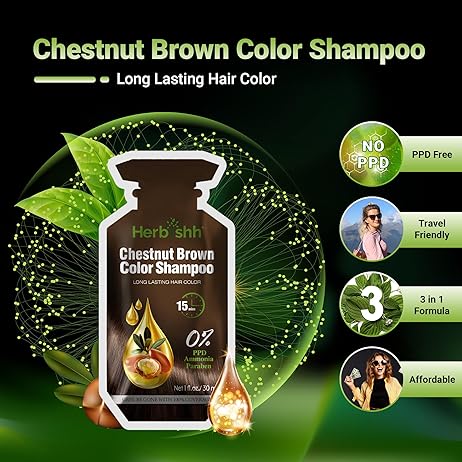 新品　THE SHISHIKUI holed top b / D.BROWN PPD Free Chestnut Brown Hair Color Shampoo Sachet | Color clean