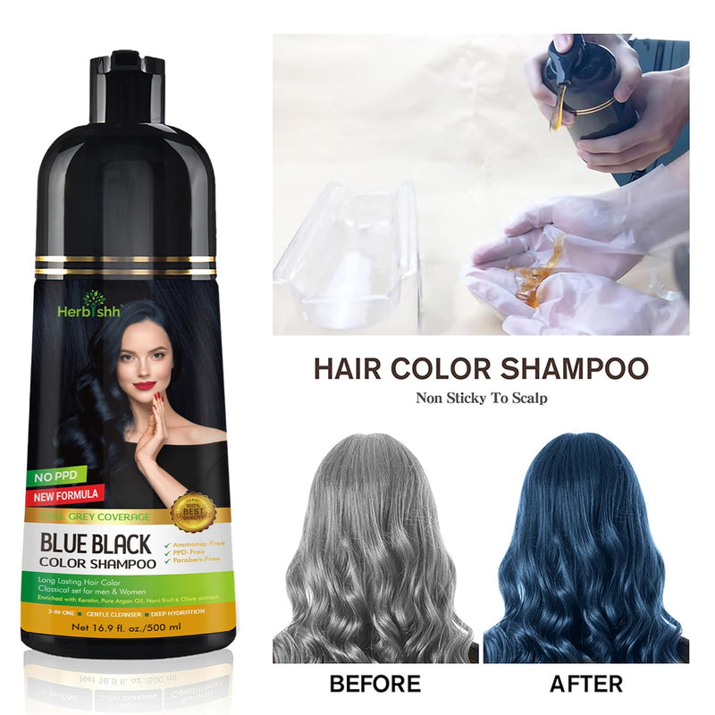 Blue Black PPD Free Natural Hair Dye Color Shampoo