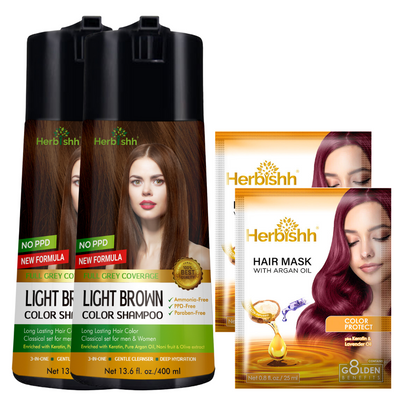 PPD FREE - 2pcs Light Brown Color Shampoo - Herbishh