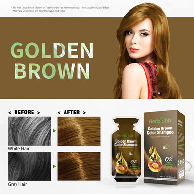 PPD Free Golden Brown  Hair Color Shampoo 10 Sachet - Herbishh