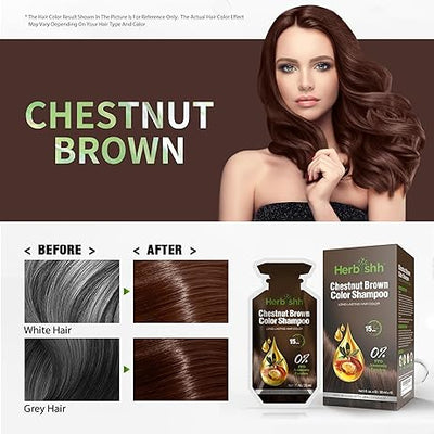 PPD Free Chestnut Brown  Hair Color Shampoo 10 Sachet - Herbishh