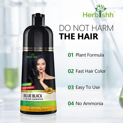 Blue Black PPD Free Natural Hair Dye Color Shampoo