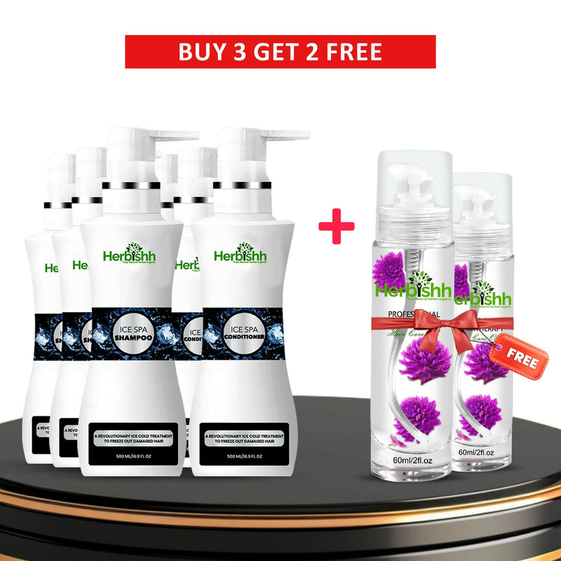 Buy 3 Ice Spa Hair Shampoo & Conditioner Set Get 2 Flower oil free - Herbishh