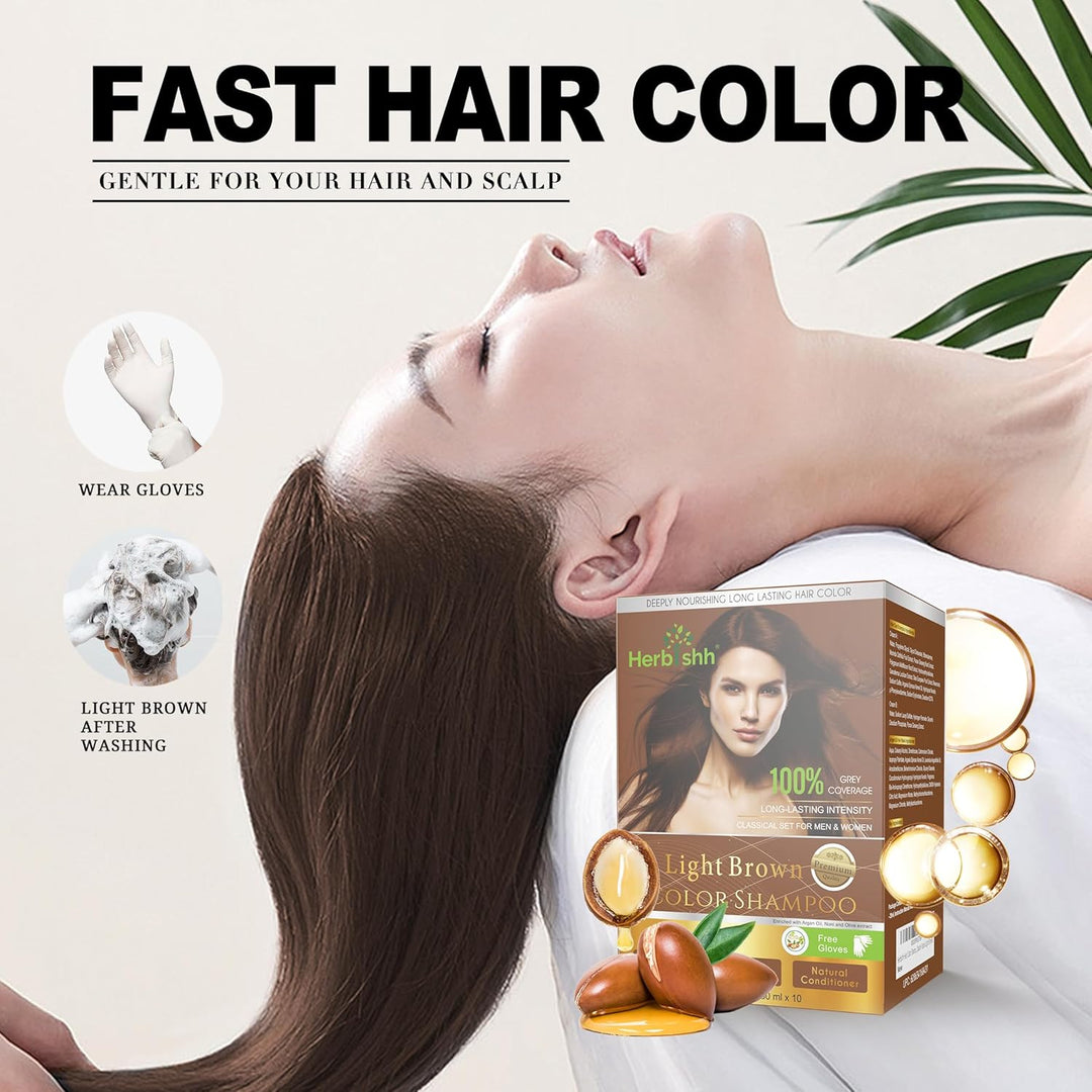 Herbishh Light Brown Color Shampoo Sachet | Clean and compact