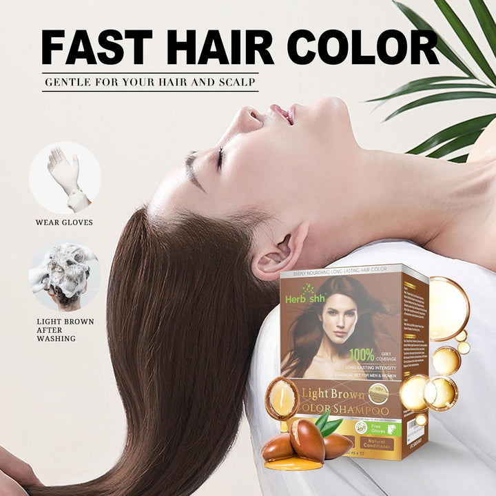 Herbishh Light Brown Color Shampoo Sachet | Clean and compact