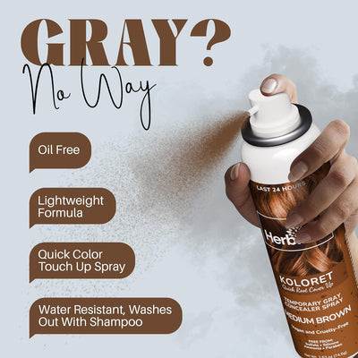 Koloret Quick Root Touch Up Hair Color Spray Medium Brown- Herbishh