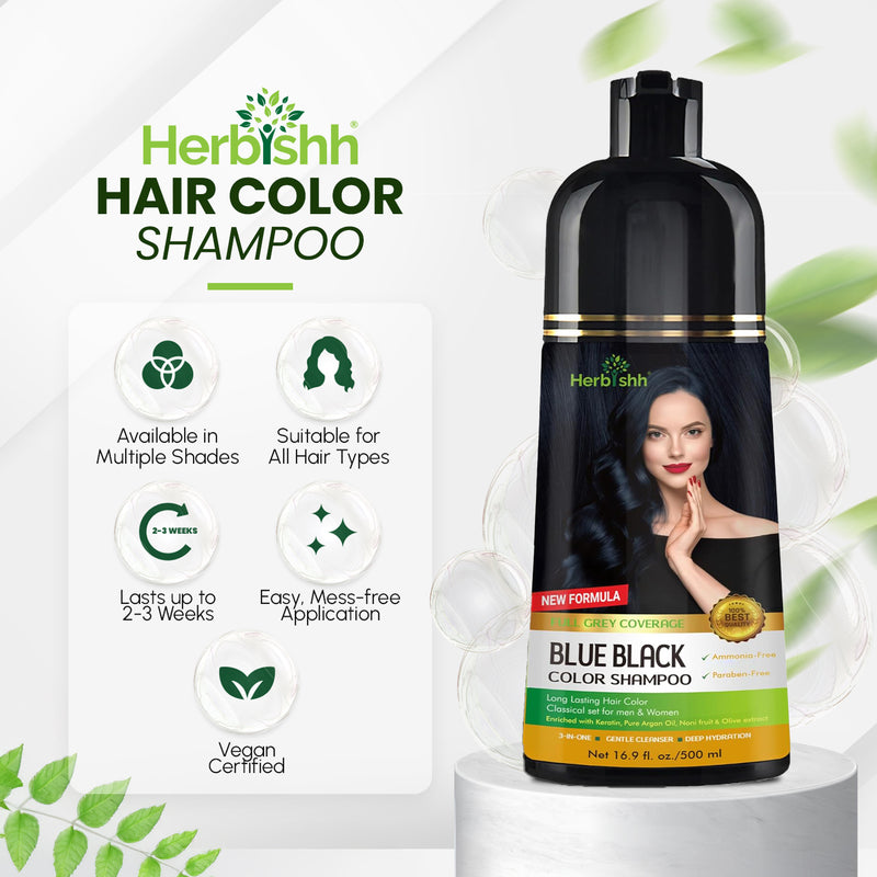Blue black Hair Color Shampoo - Herbishh