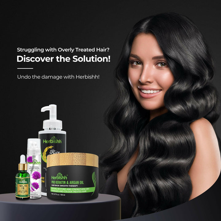 Hair Rehab Combo – Rice Water Shampoo, Argan Oil, Mask & Floral