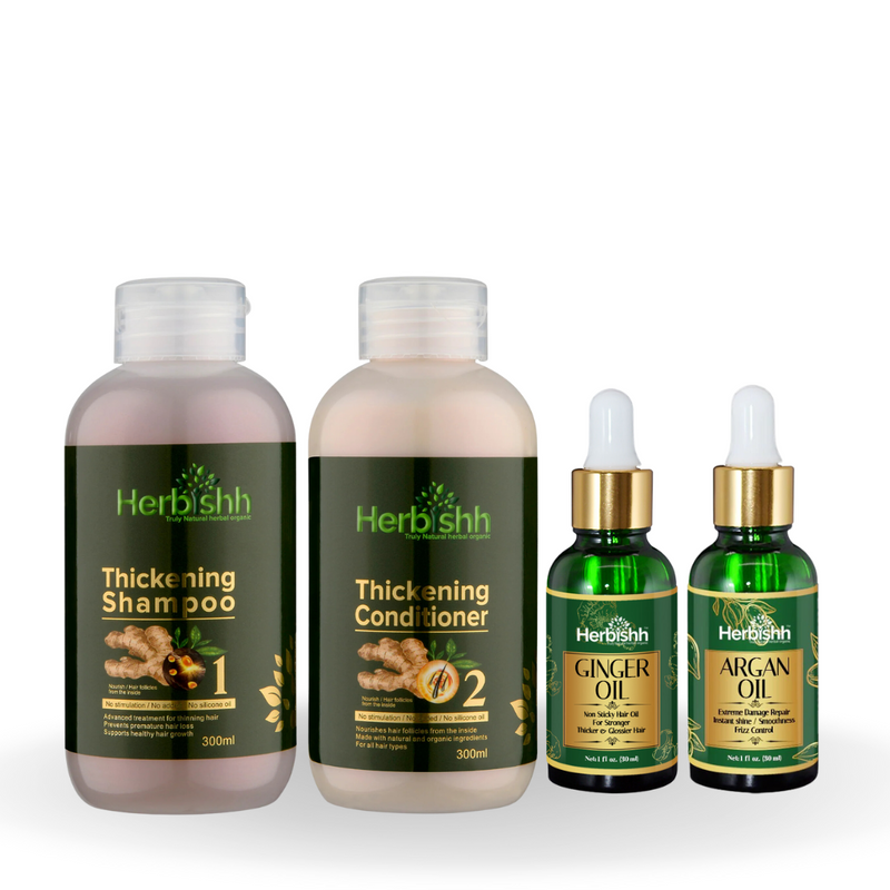 AS - Luxurious Combo -Thick Set, Ginger Oil & Argan Oil - Herbishh
