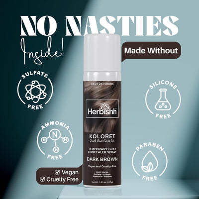 Koloret Quick Root Touch Up Hair Color Spray Dark Brown- Herbishh