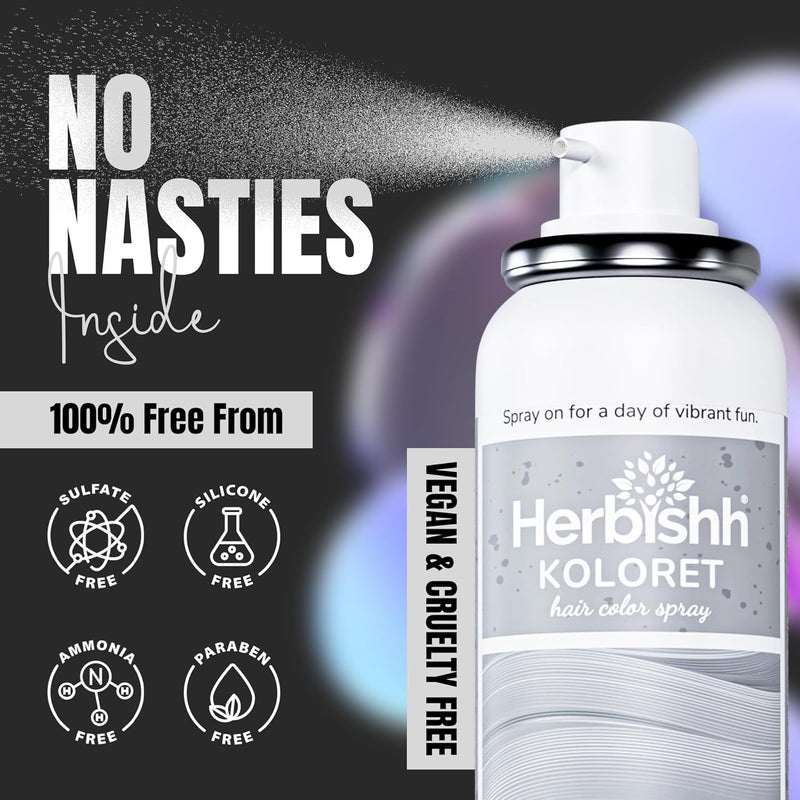 Koloret Temporary Hair Color Spray Pastel Silver - Herbishh