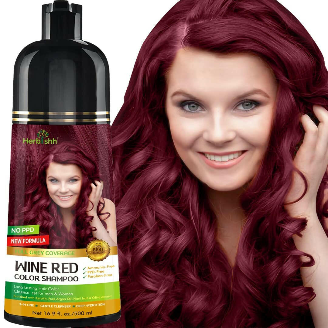 Buy Wine Red Hair Color Shampoo | Herbishh – herbishh.com