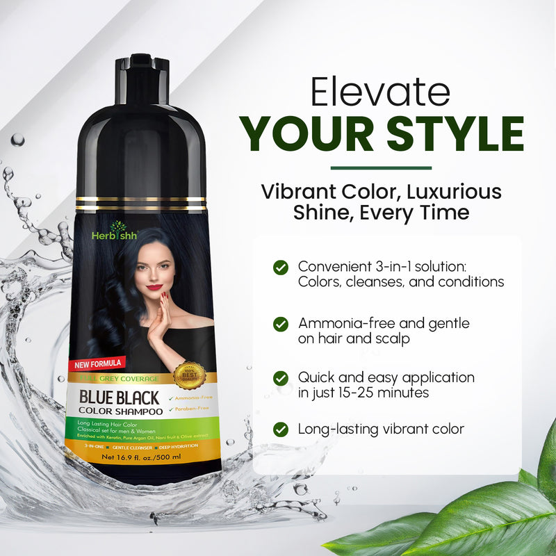 Blue black Hair Color Shampoo - Herbishh