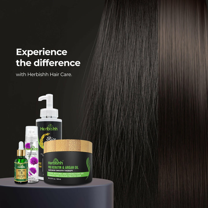 Hair Rehab Combo – Rice Water Shampoo, Argan Oil, Mask & Floral