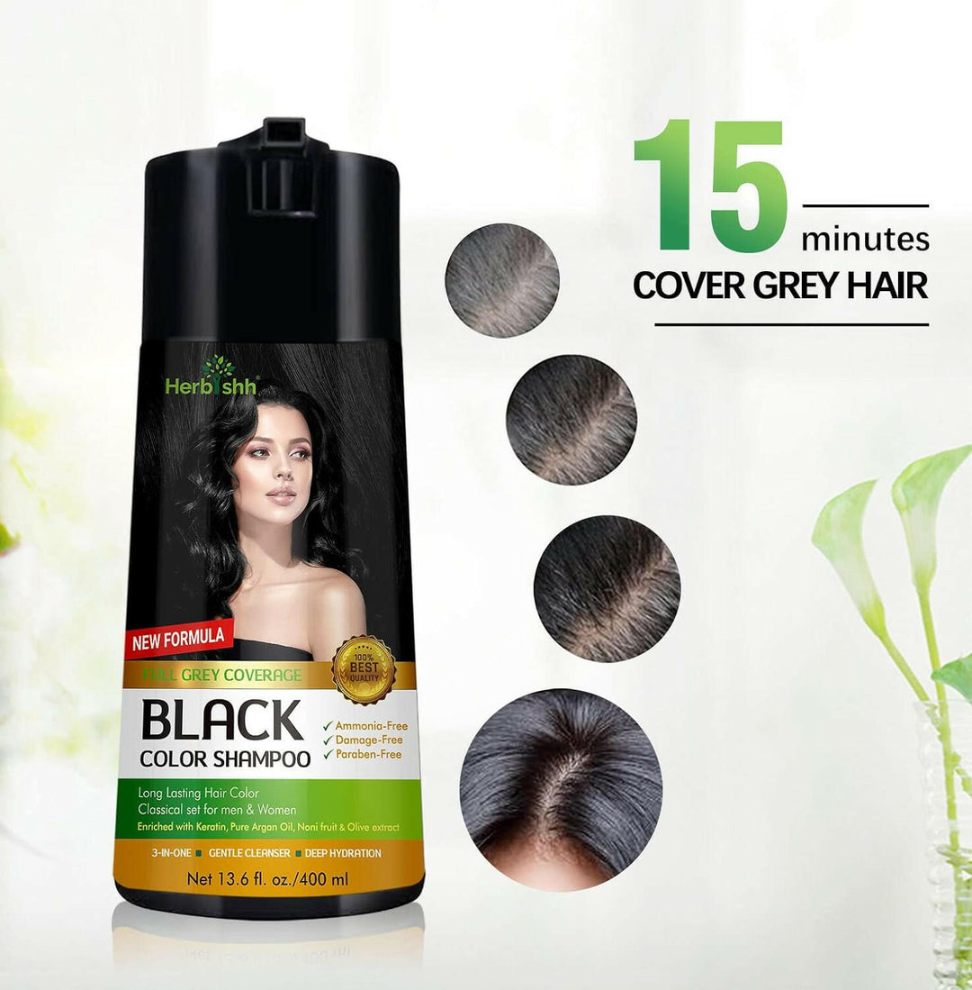 Arganöl Haarfärbe-Shampoo Schwarz – Semi-permanent, 3-in-1, 500 Ml