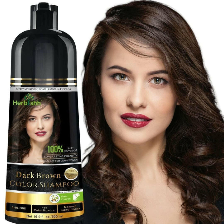 Herbishh Dark Brown Hair Color Shampoo | 100% Grey Coverage Herbishh Dark Brown Hair Color Shampoo | 100% Grey Coverage