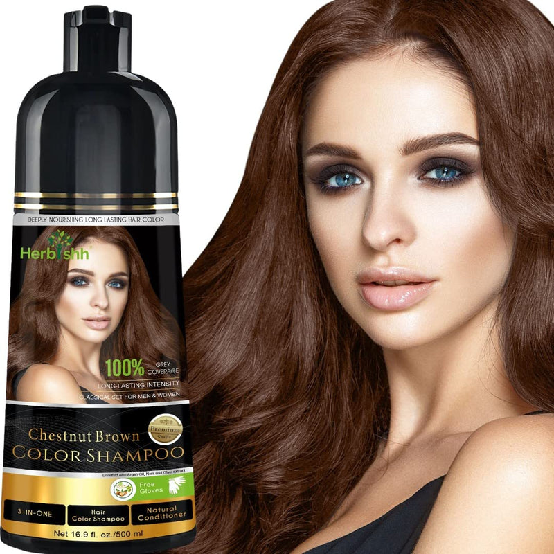Chestnut Brown Hair Color Shampoo - Herbishh