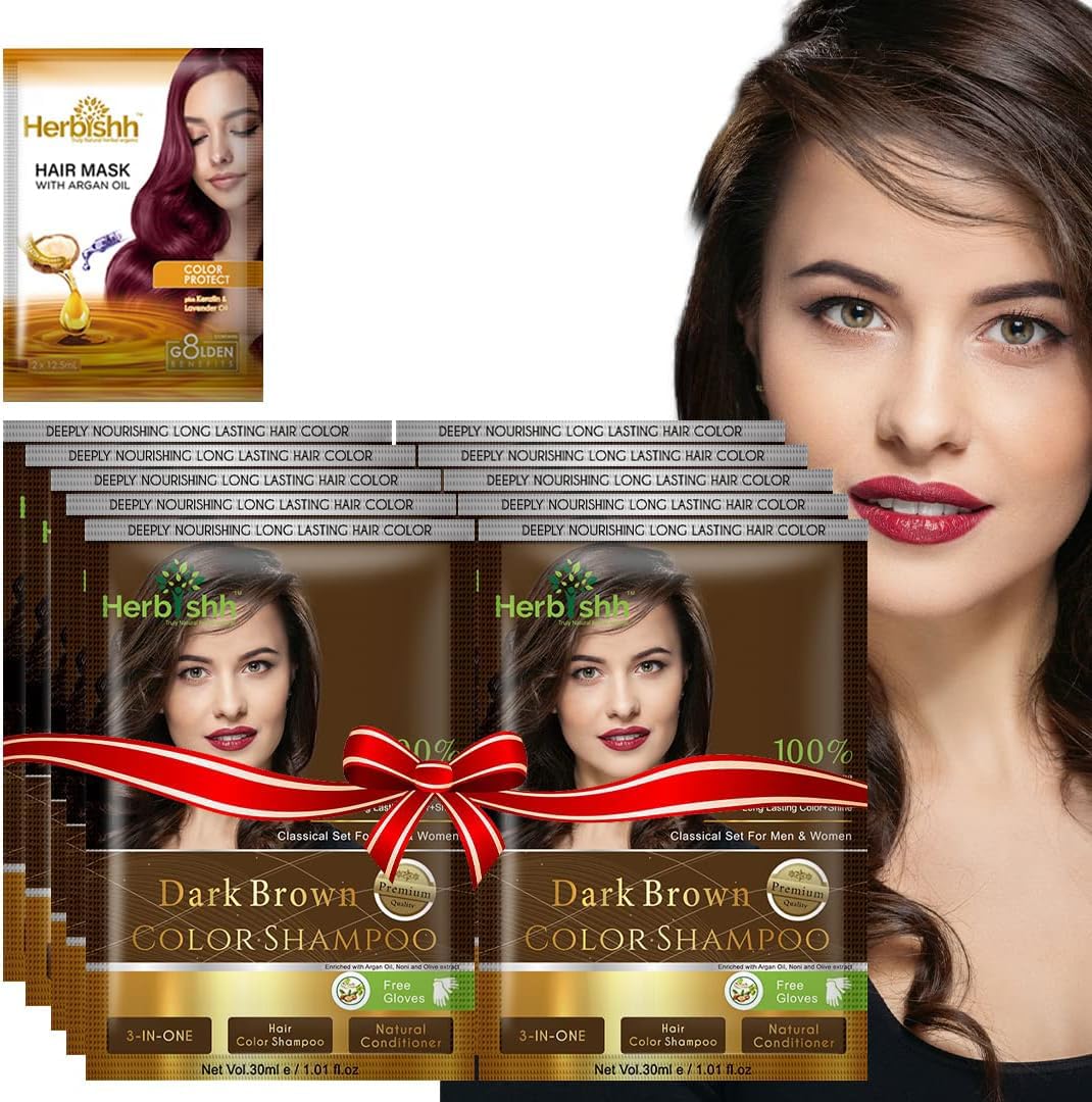 Dark Brown Hair Color Shampoo Sachet | One Wash, Rich Color