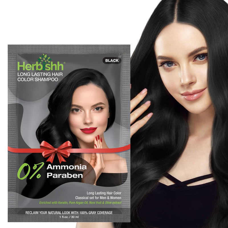 Black Hair Color Shampoo 10 Sachet- Herbishh