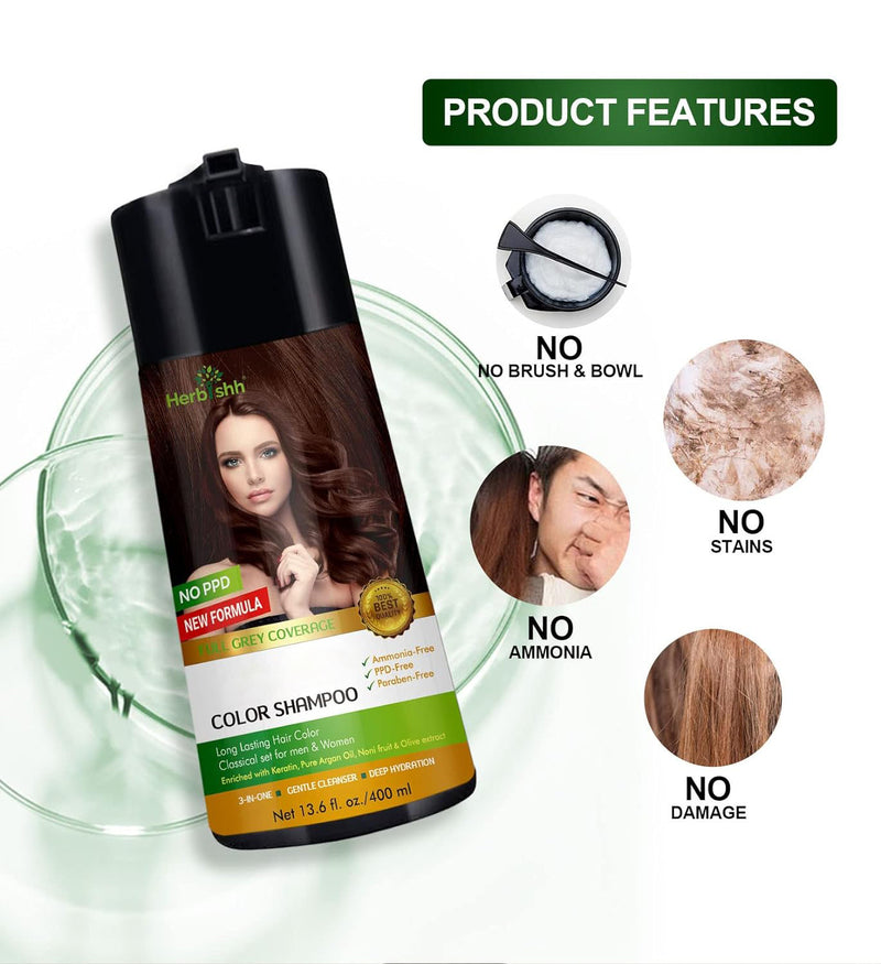 PPD Free Natural Hair Color Shampoo + Argan Hair Oil - Herbishh