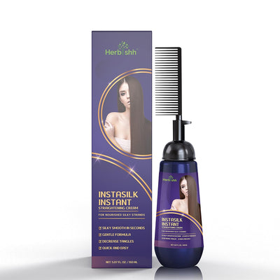 Instant Hair Straightener Cream with Applicator Comb Brush - Herbishh