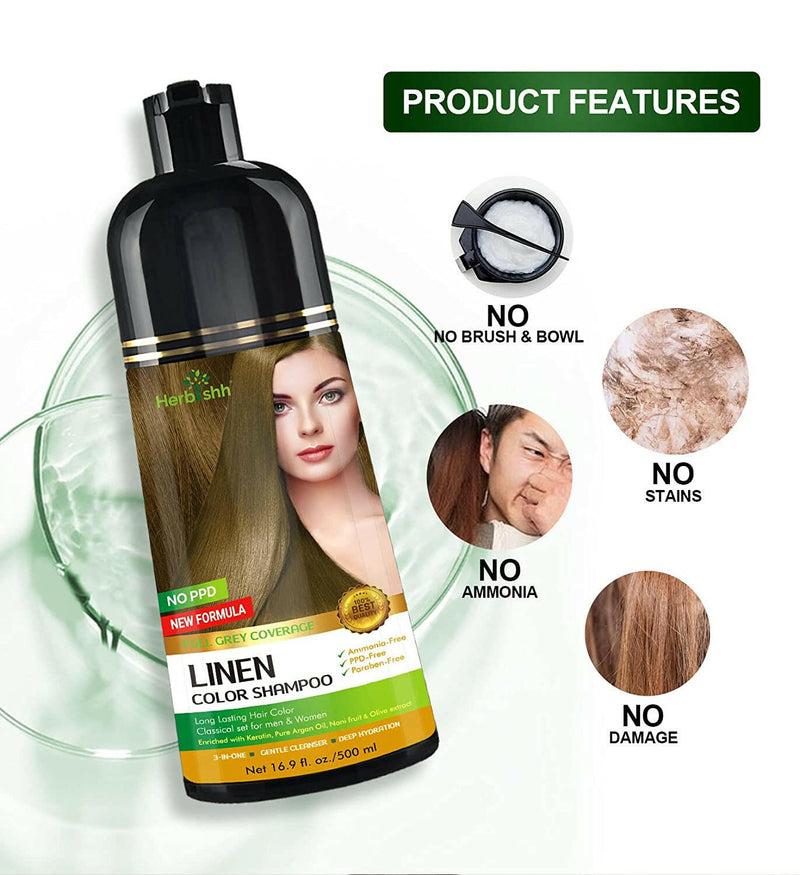 1pc Herbishh PPD Free Natural Hair Dye Color Shampoo