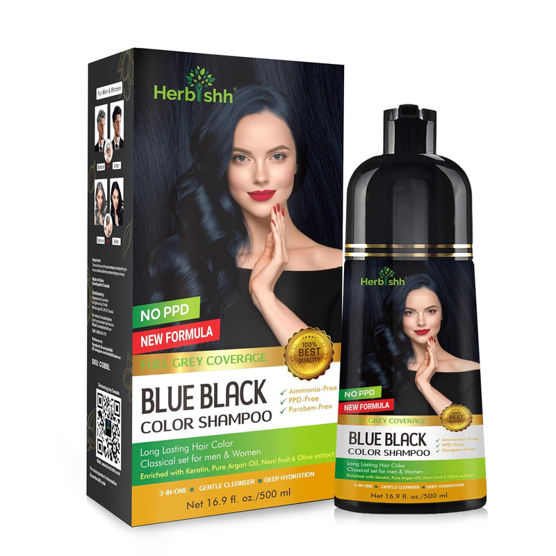 Blue Black PPD Free Natural Hair Dye Color Shampoo