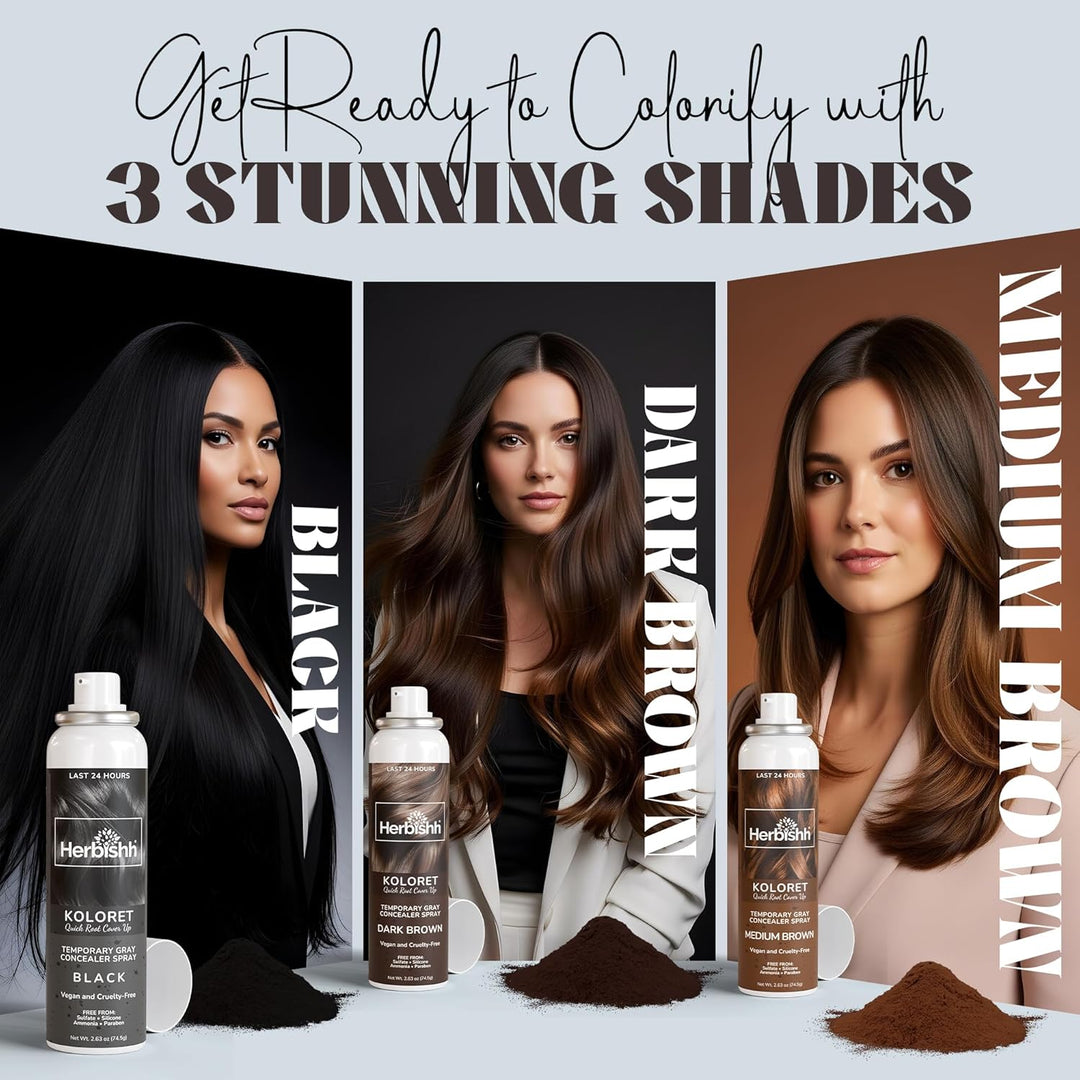 Koloret Quick Root Touch Up Hair Color Spray Dark Brown- Herbishh