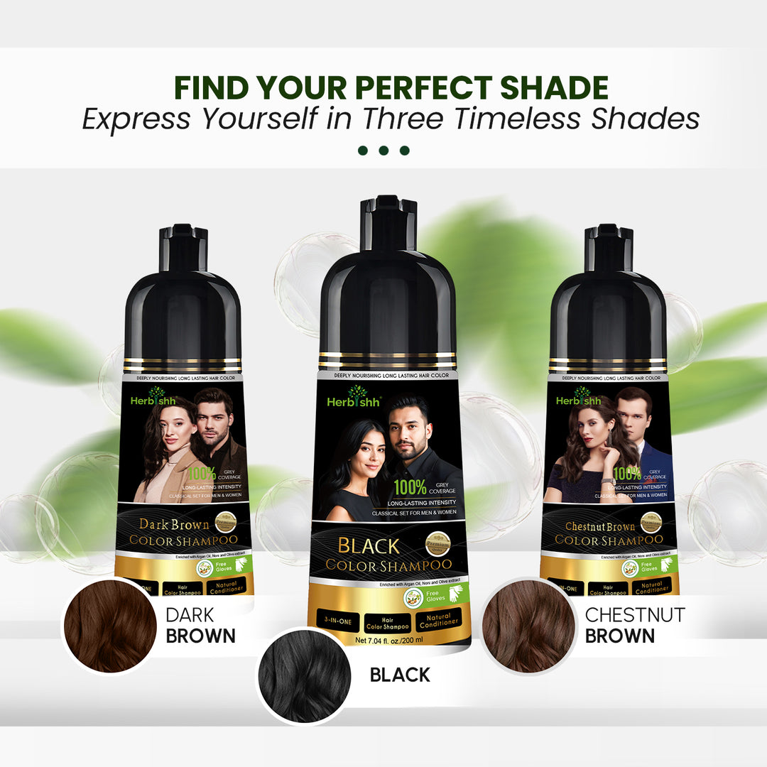 Dark Brown Hair Color Shampoo 200ml | No-Mix Grey Coverage