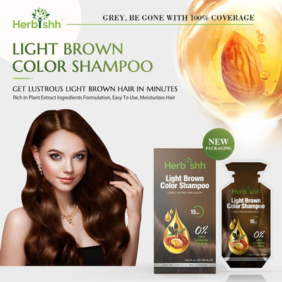 PPD Free Light Brown  Hair Color Shampoo 10 Sachet - Herbishh