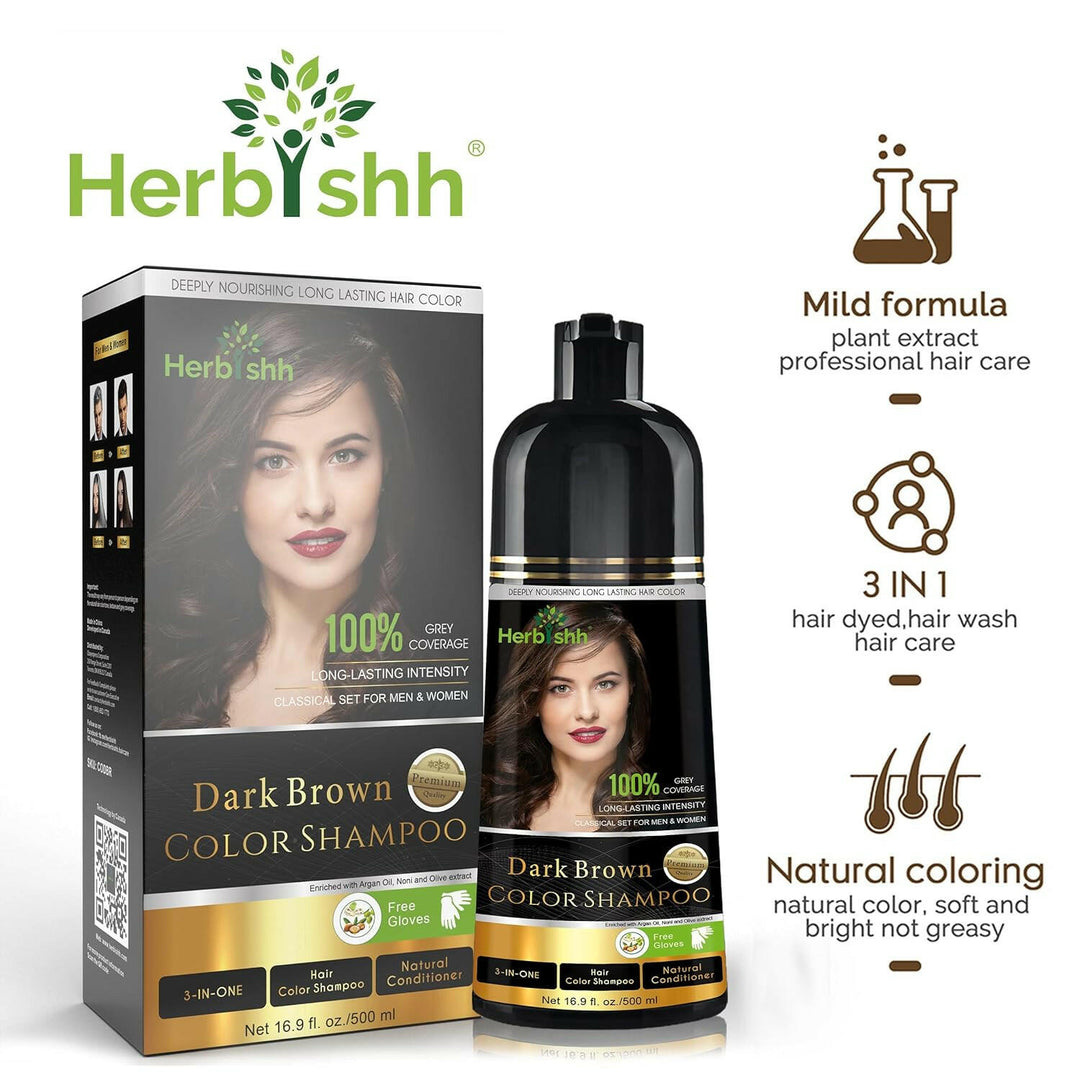 Cover Greys in 10 Mins – Dark Brown Color Shampoo| Herbishh