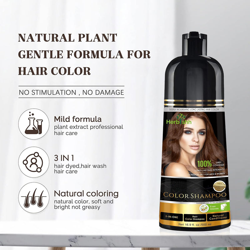 Brown OR Black Shades - 3pcs Color Shampoo - Herbishh