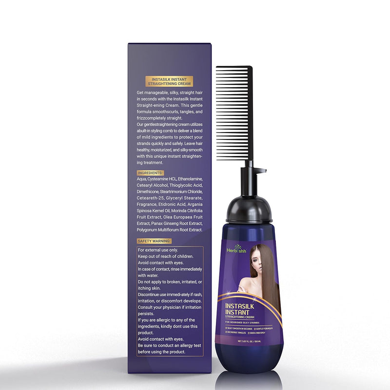 Instant Hair Straightener Cream with Applicator Comb Brush - Herbishh