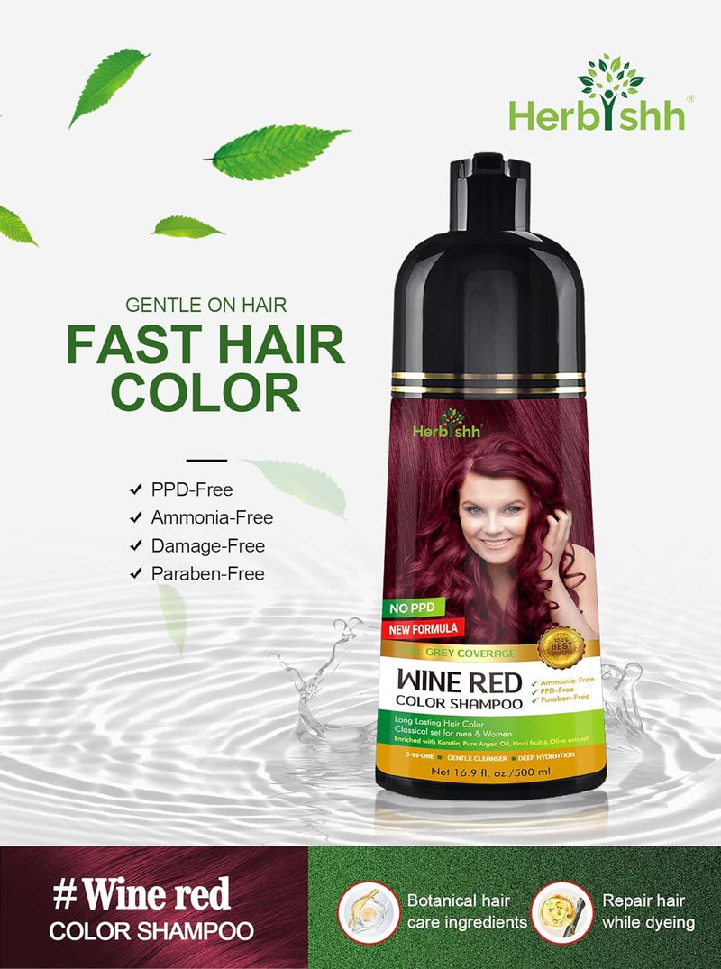 PPD Free Color Shampoo Wine Red - Herbishh